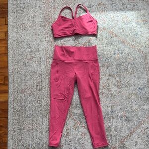 Athleta Pink Sports Bra and Leggings Set